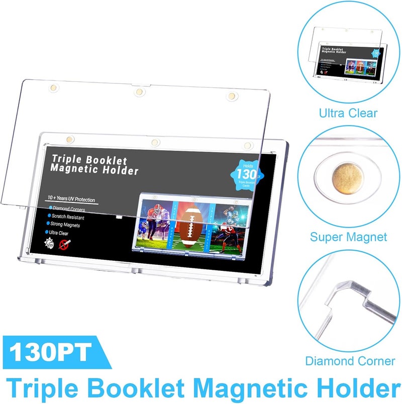 RIXUGIT 2-Pack Triple Booklet Magnetic Card-Holder - 201mm Booklet Card Holder, Inner Dimension: 8.07"x3.58"x0.15", Triple Magnet High Definition, UV Protection, Triple Booklet Card, Collection Display Frame - Image 4